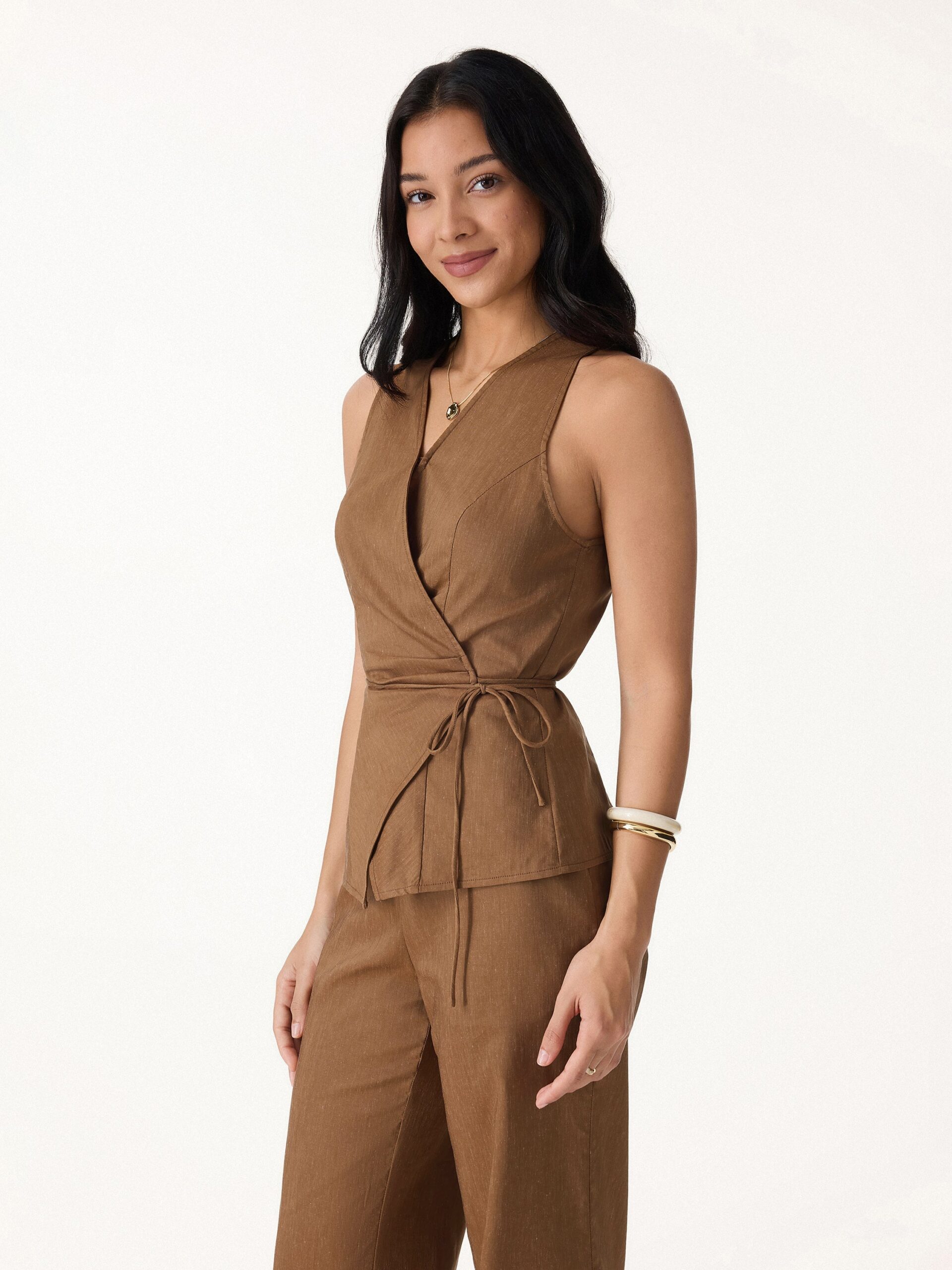 975b9a0d4bfc975654123496f852491f Wrap Top with Self-Tie - Image 1