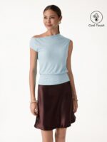 Asymmetrical Shoulder Banded Hem Top