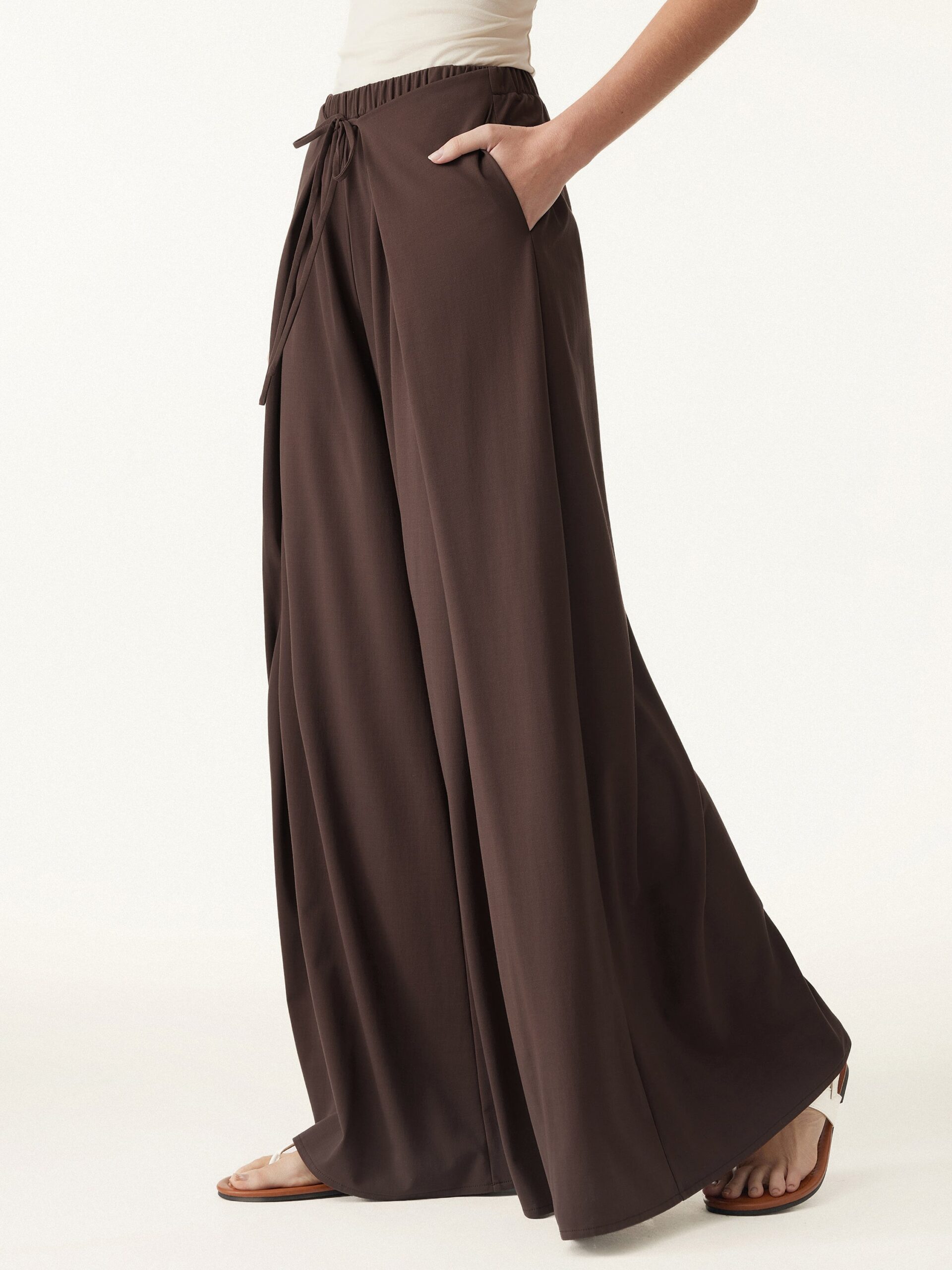 B_6241ebd7-f5ec-4782-890b-97723e953920 Bamboo Ponte Wrap-tie Palazzo Pant with Pockets - Image 1