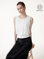 Round Neck Gathered Sleeveless Bra Top - Image 3