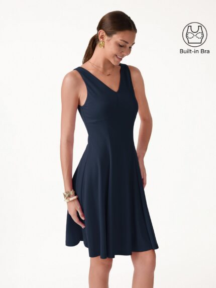 CoolTouch V-Neck Travel Mini Dress with Pockets