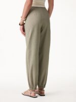 Linen-like High-Rise Balloon Jogger Pants with Pockets - Image 3