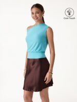 Asymmetrical Shoulder Banded Hem Top - Image 5