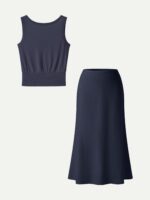 2Pcs Set Reversible Boatneck Top & Maxi Flared Pull-On Skirt - Image 11
