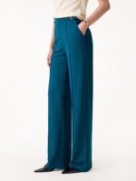 4-Way Stretch Drapey High Rise Wide Leg Ankled Pant