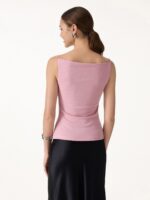 Stretch Linen Cowl Neck Bra Tank - Image 5