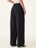 Drapey Bamboo Ponte Mid Rise Wide Leg Trouser with Pockets - Image 4