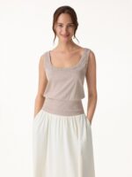 Cotton-Linen Blend Reversible Boatneck Low Back Top - Image 4