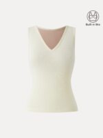 Stretch Cotton Pointelle V-neck Sleeveless Bra Tank - Image 7