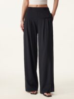 Drapey Bamboo Ponte Mid Rise Wide Leg Trouser with Pockets - Image 2