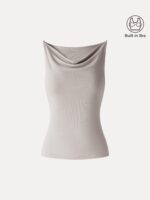 Stretch Linen Cowl Neck Bra Tank - Image 10
