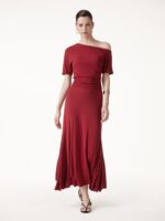 2Pcs Set CoolTouch Short Sleeve Top & Maxi Flared Skirt