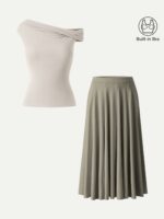 2Pcs Set Multi-wear Bra Top & Volume Skirt with Pockets - Image 12