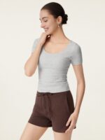 Scoop Neck Short Sleeve Cotton New Airy Bra Top - Image 3