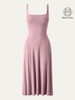 Square Neck Flowy New Airy Bra Midi Dress - Image 8