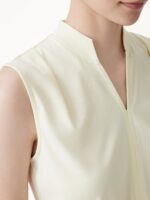 Cotton-Viscose V-neck Stand Collar Sleeveless Top - Image 5