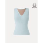 Stretch Cotton Pointelle V-neck Sleeveless Bra Tank - Image 11